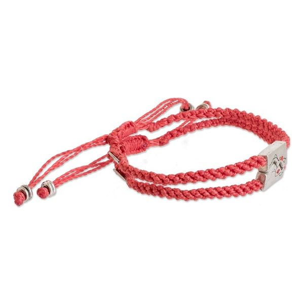 Alternate image for Handmade Abstract Zamac Braided Pendant Bracelets Set of 2 Red Coincidence