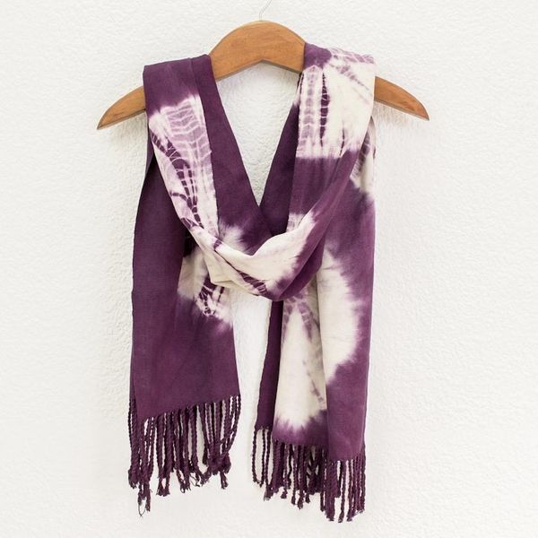 Alternate image for Handcrafted Tie-Dyed Purple Scarf Santiago Purple