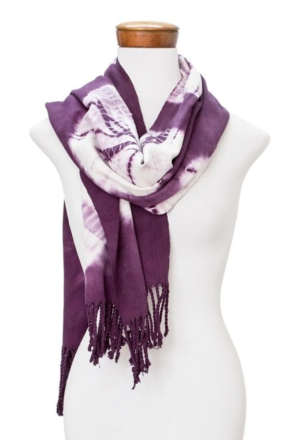 Alternate image for Handcrafted Tie-Dyed Purple Scarf Santiago Purple