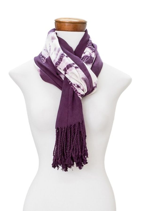Alternate image for Handcrafted Tie-Dyed Purple Scarf Santiago Purple