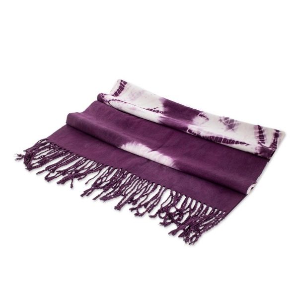 Alternate image for Handcrafted Tie-Dyed Purple Scarf Santiago Purple