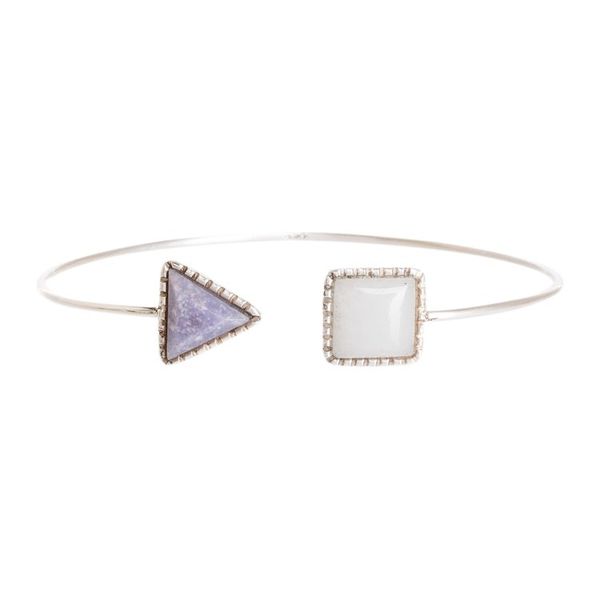 Alternate image for Geometric-themed Sterling Silver and Jade Cuff Bracelet Geometric Shapes in Lilac