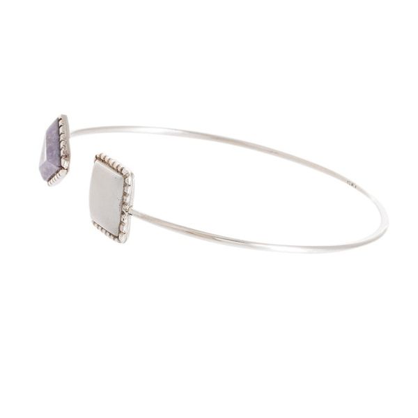 Alternate image for Geometric-themed Sterling Silver and Jade Cuff Bracelet Geometric Shapes in Lilac