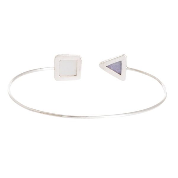 Alternate image for Geometric-themed Sterling Silver and Jade Cuff Bracelet Geometric Shapes in Lilac