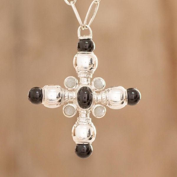 Alternate image for Black and Ice Jade Pendant on a Sterling Silver Chain Coal and Ice