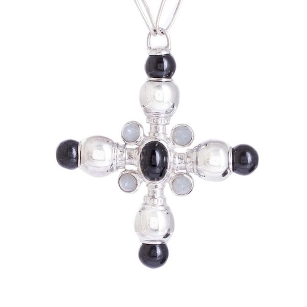 Alternate image for Black and Ice Jade Pendant on a Sterling Silver Chain Coal and Ice