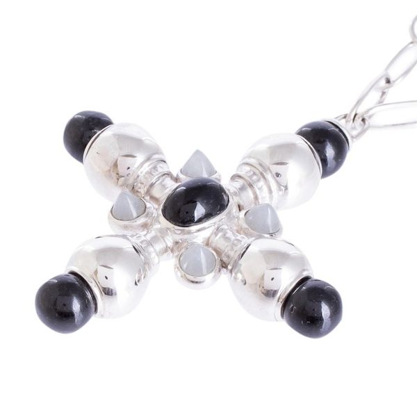 Alternate image for Black and Ice Jade Pendant on a Sterling Silver Chain Coal and Ice