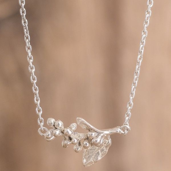 Alternate image for Sterling Silver Necklace with Coffe Branch Pendant Coffee Fragment
