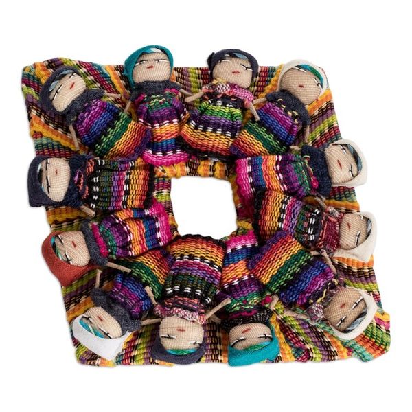 Alternate image for Diamond-Shaped Cotton Worry Doll Magnet from Guatemala Joyful Diamond