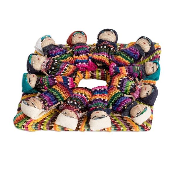 Alternate image for Diamond-Shaped Cotton Worry Doll Magnet from Guatemala Joyful Diamond