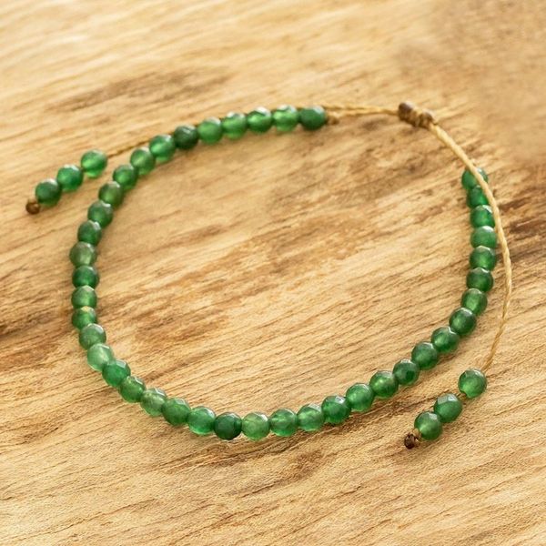 Alternate image for Dark Green Jasper Beaded Bracelet with Sliding Knot Rainforest Wrap