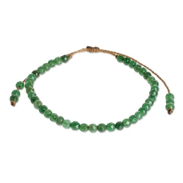 Alternate image for Dark Green Jasper Beaded Bracelet with Sliding Knot Rainforest Wrap