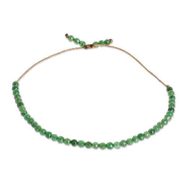 Alternate image for Dark Green Jasper Beaded Bracelet with Sliding Knot Rainforest Wrap