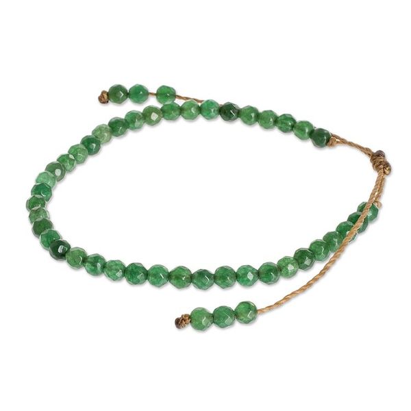 Alternate image for Dark Green Jasper Beaded Bracelet with Sliding Knot Rainforest Wrap