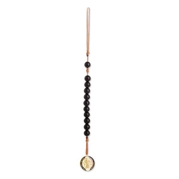 Alternate image for Onyx Decennary Rosary with Resin-Coated St. Benedict Medal St. Benedict Medal