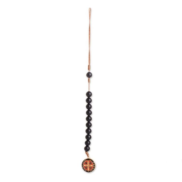 Alternate image for Onyx Decennary Rosary with Resin-Coated St. Benedict Medal St. Benedict Medal