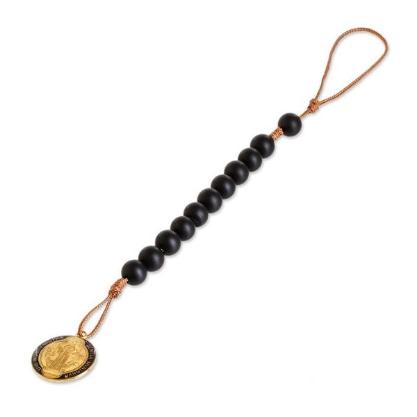 Alternate image for Onyx Decennary Rosary with Resin-Coated St. Benedict Medal St. Benedict Medal