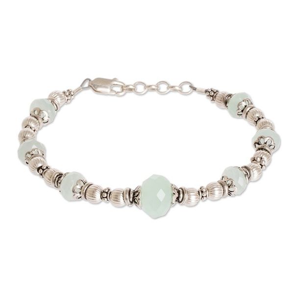 Alternate image for Aqua Chalcedony and Sterling Silver Beaded Bracelet Aqua Allure