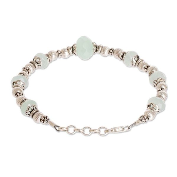 Alternate image for Aqua Chalcedony and Sterling Silver Beaded Bracelet Aqua Allure