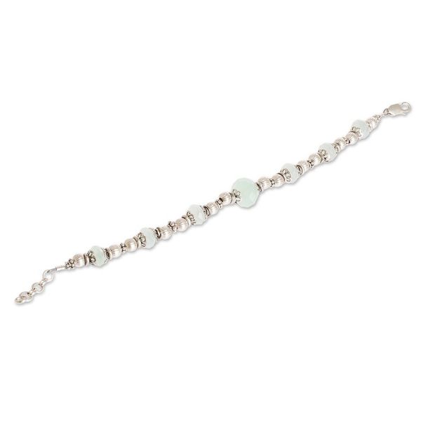 Alternate image for Aqua Chalcedony and Sterling Silver Beaded Bracelet Aqua Allure
