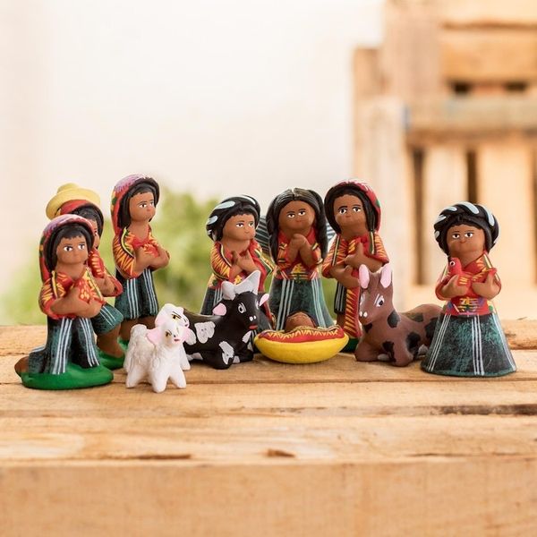 Alternate image for Handcrafted Ceramic Nativity Scene 12 Pieces Santo Tomas Christmas