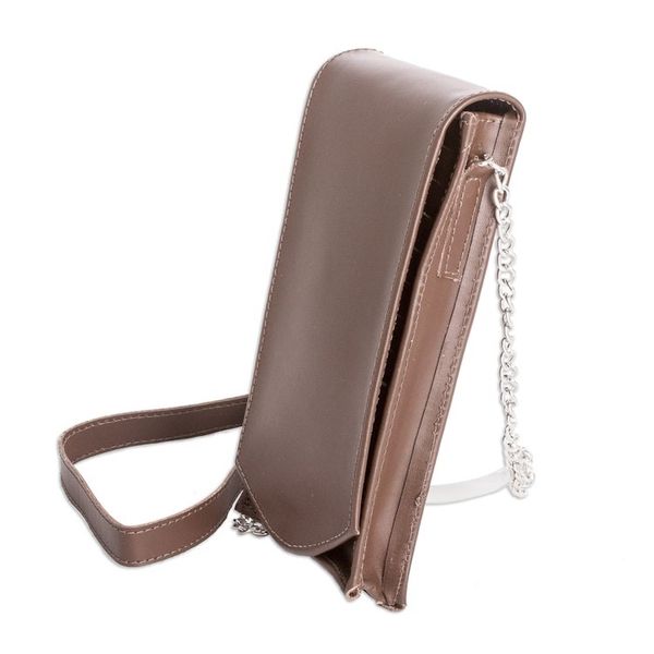 Alternate image for Handcrafted Chocolate Leather Cellphone Wallet Handy Elegance in Chocolate