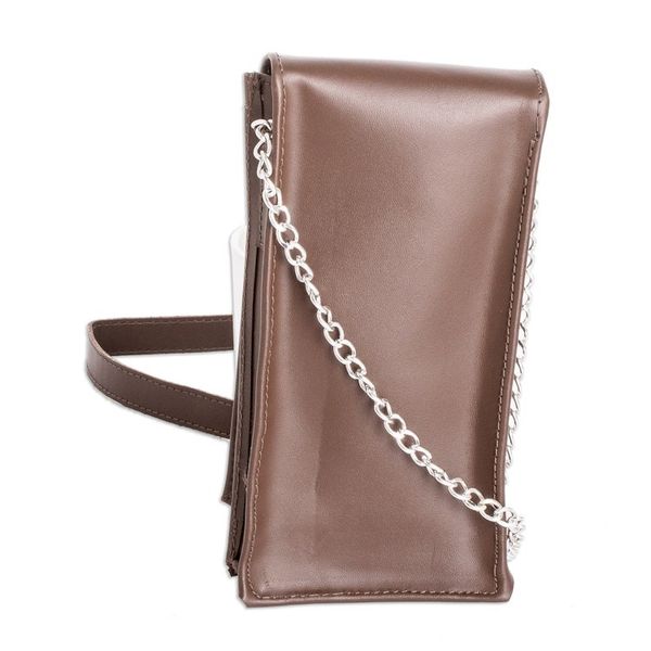 Alternate image for Handcrafted Chocolate Leather Cellphone Wallet Handy Elegance in Chocolate