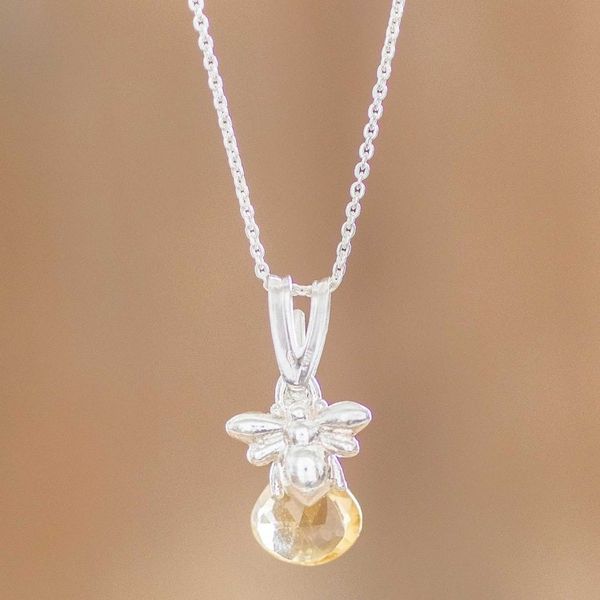 Alternate image for Sterling Silver Bee Pendant Necklace from Costa Rica Sweet Bee