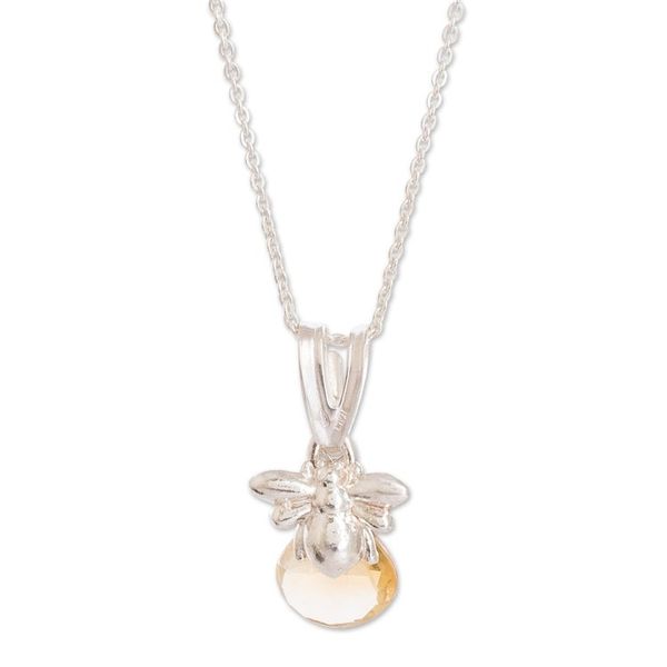 Alternate image for Sterling Silver Bee Pendant Necklace from Costa Rica Sweet Bee