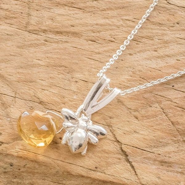 Alternate image for Sterling Silver Bee Pendant Necklace from Costa Rica Sweet Bee