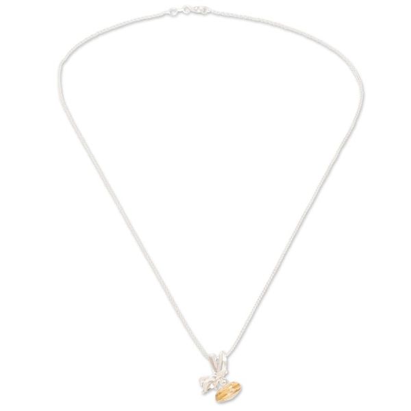 Alternate image for Sterling Silver Bee Pendant Necklace from Costa Rica Sweet Bee
