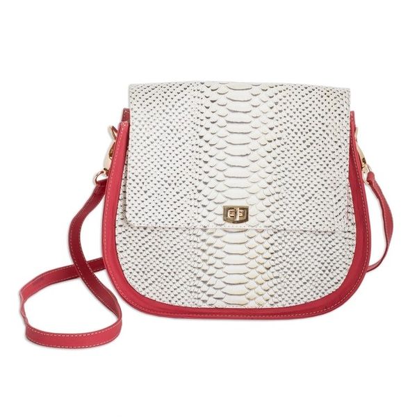 Alternate image for Leather Sling Bag with Snakeskin Motif and Removable Strap Radiant Rose
