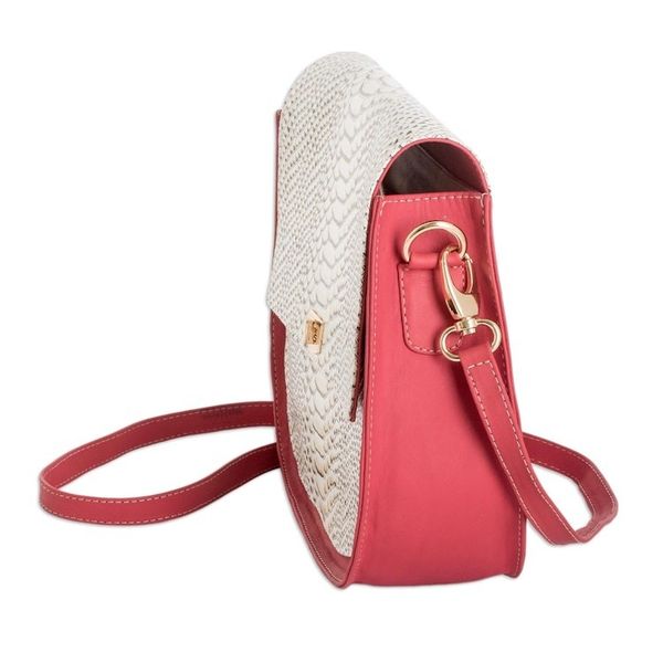 Alternate image for Leather Sling Bag with Snakeskin Motif and Removable Strap Radiant Rose