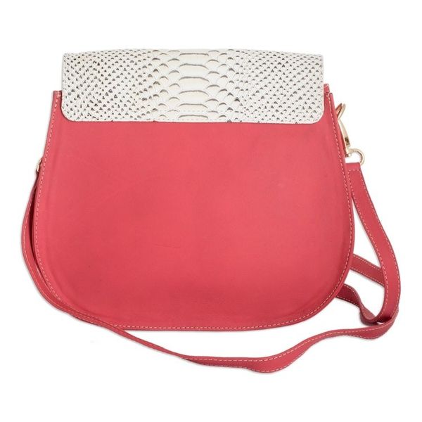 Alternate image for Leather Sling Bag with Snakeskin Motif and Removable Strap Radiant Rose