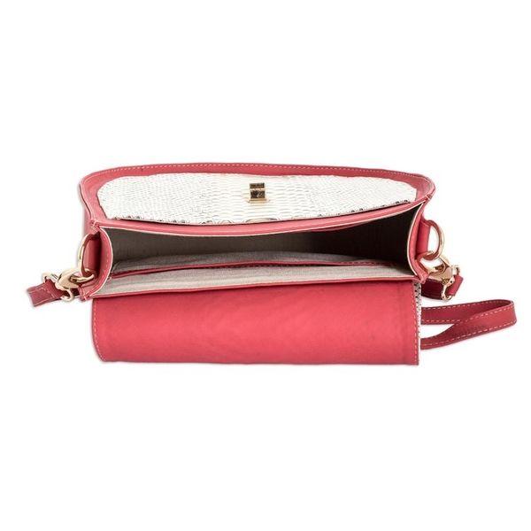Alternate image for Leather Sling Bag with Snakeskin Motif and Removable Strap Radiant Rose