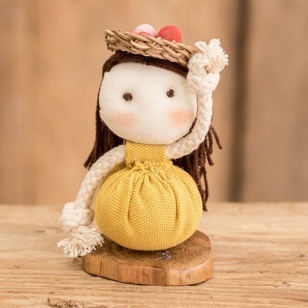 Alternate image for Handmade Cotton and Natural Fiber Decorative Doll in Yellow Yellow Enchantment