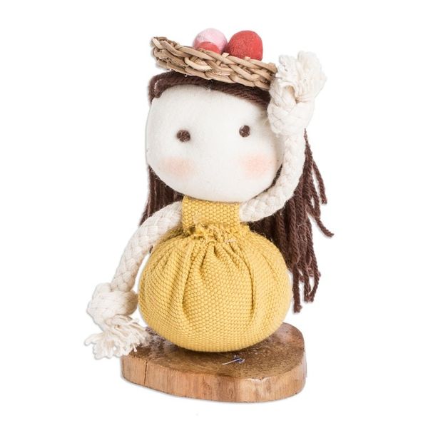Alternate image for Handmade Cotton and Natural Fiber Decorative Doll in Yellow Yellow Enchantment