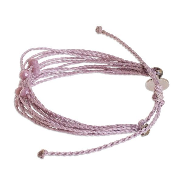 Alternate image for Handcrafted Crystal Beaded Cord Bracelet from Guatemala Lilac Sparkles