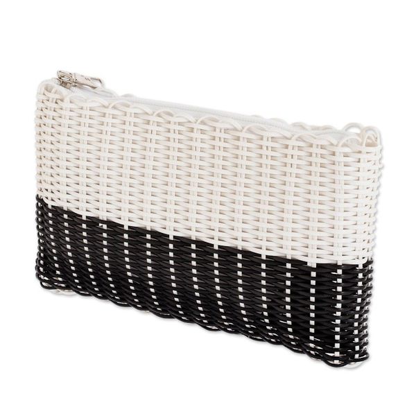 Alternate image for Bicolor Recycled Central American Handwoven Cosmetic Bag White on Black