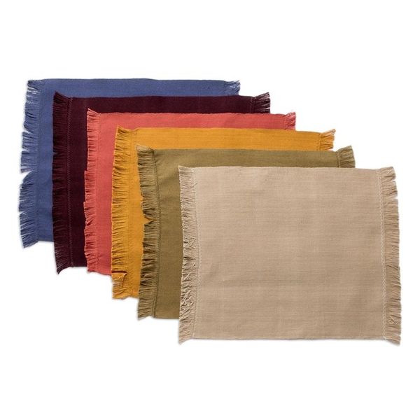 Alternate image for Set of 6 Handwoven Cotton Napkins with Colorful Palette Autumn Facets