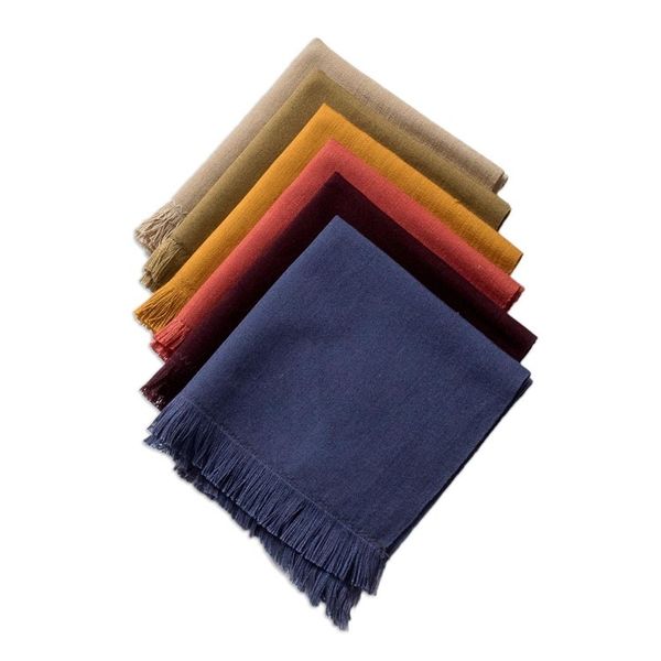 Alternate image for Set of 6 Handwoven Cotton Napkins with Colorful Palette Autumn Facets
