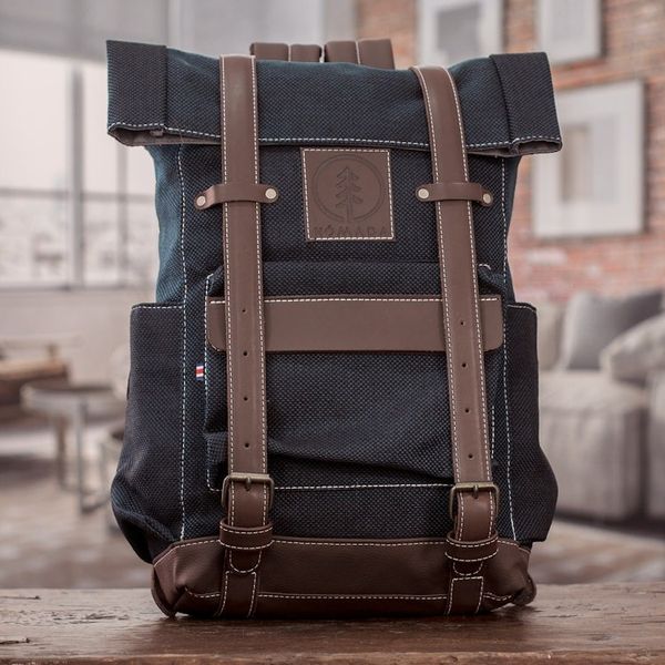 Alternate image for Handcrafted Azure Acrylic Leather-Accented Backpack Azure Journey