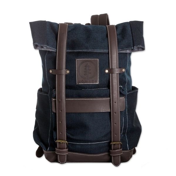Alternate image for Handcrafted Azure Acrylic Leather-Accented Backpack Azure Journey