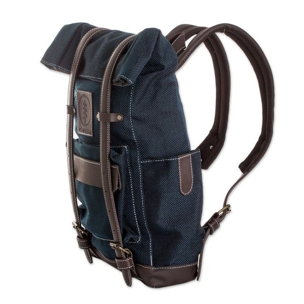 Alternate image for Handcrafted Azure Acrylic Leather-Accented Backpack Azure Journey