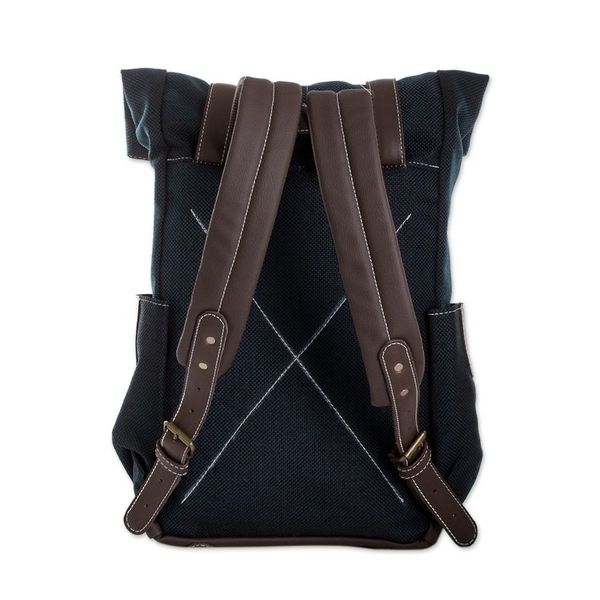 Alternate image for Handcrafted Azure Acrylic Leather-Accented Backpack Azure Journey