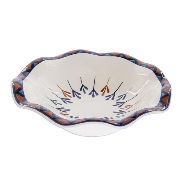Alternate image for Ceramic Hand-Painted Fruit Bowl with Geometric Design Antigua Breeze