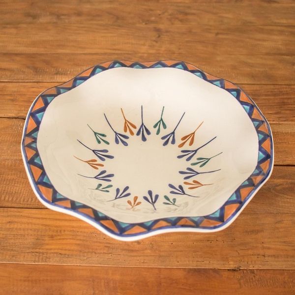 Alternate image for Ceramic Hand-Painted Fruit Bowl with Geometric Design Antigua Breeze