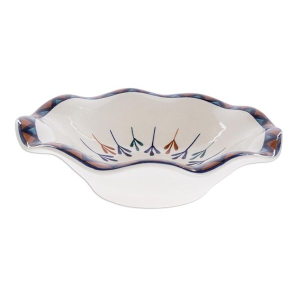 Alternate image for Ceramic Hand-Painted Fruit Bowl with Geometric Design Antigua Breeze