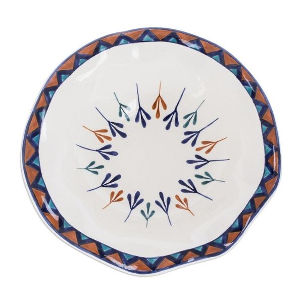 Alternate image for Ceramic Hand-Painted Fruit Bowl with Geometric Design Antigua Breeze