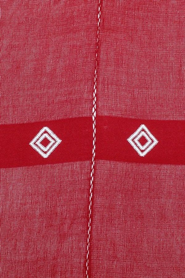 Alternate image for Handloomed Red and White Cotton Throw with Geometric Motifs Red Ways